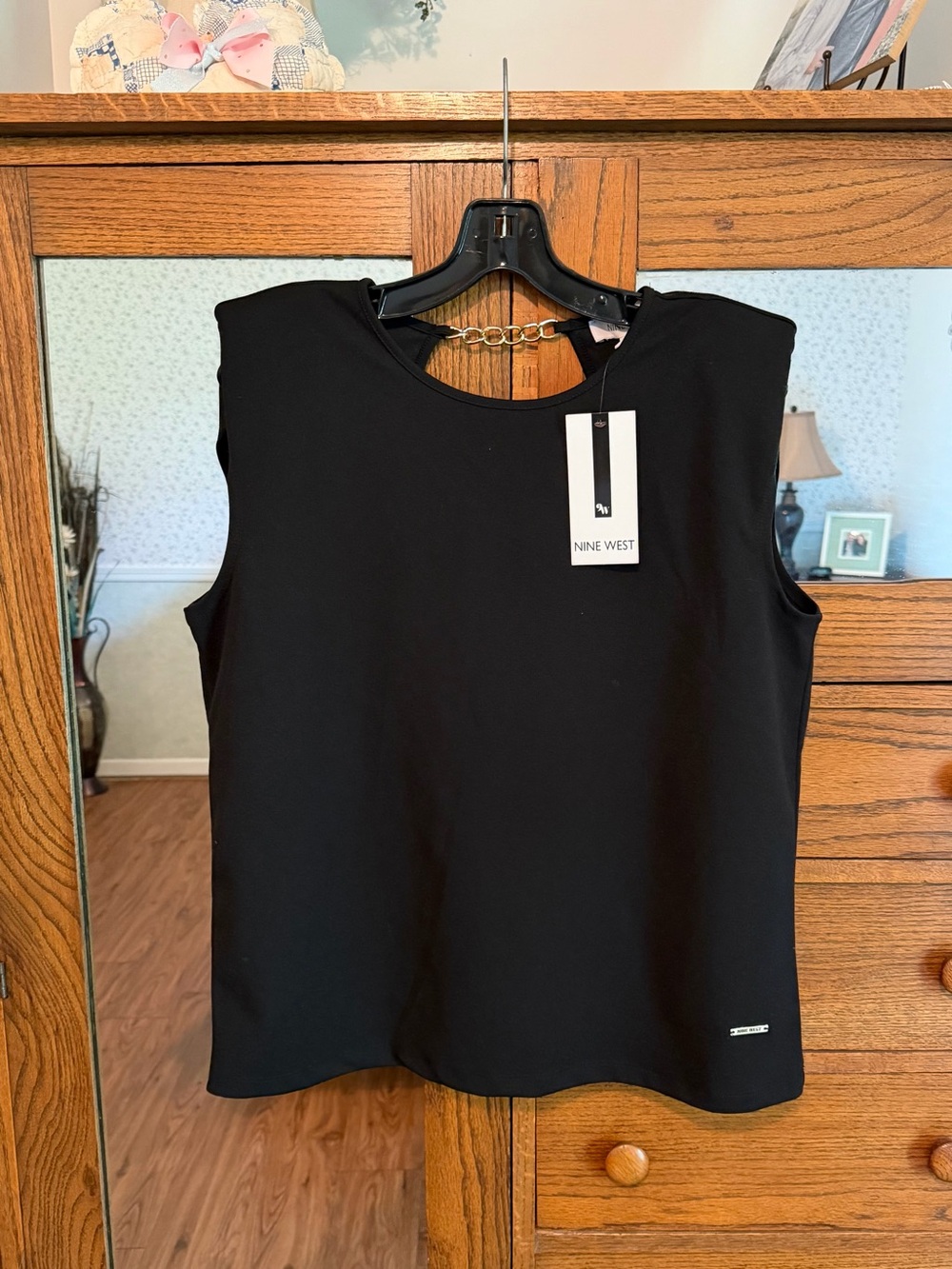 Nine West Black M Dress With Gold Chain Chunky Detail